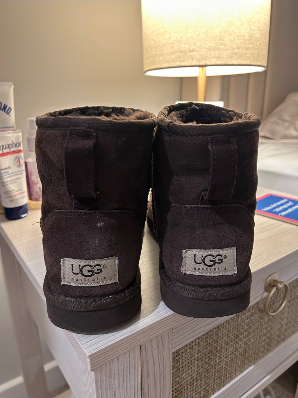 Ugg Short Sheepskin Boots In Dark Brown